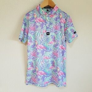 Bad Birdie Kid's Flamingo Print Polo Shirt